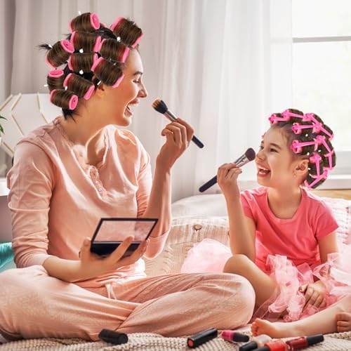 141 Pieces Hair Rollers Set Include 60 Plastic Hair Rollers (Red,6 Size)