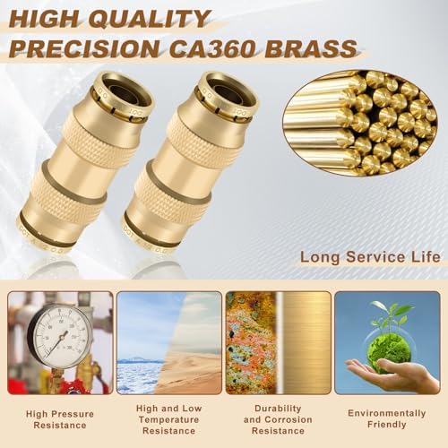 1/2" Quick Push to Connect Fittings Brass Union Straight Joint DOT Approved 1/2 inch tube OD Air Line Adapter Air Spring Suspension Kit for Car Truck Trailers and Air Brake System 5pcs