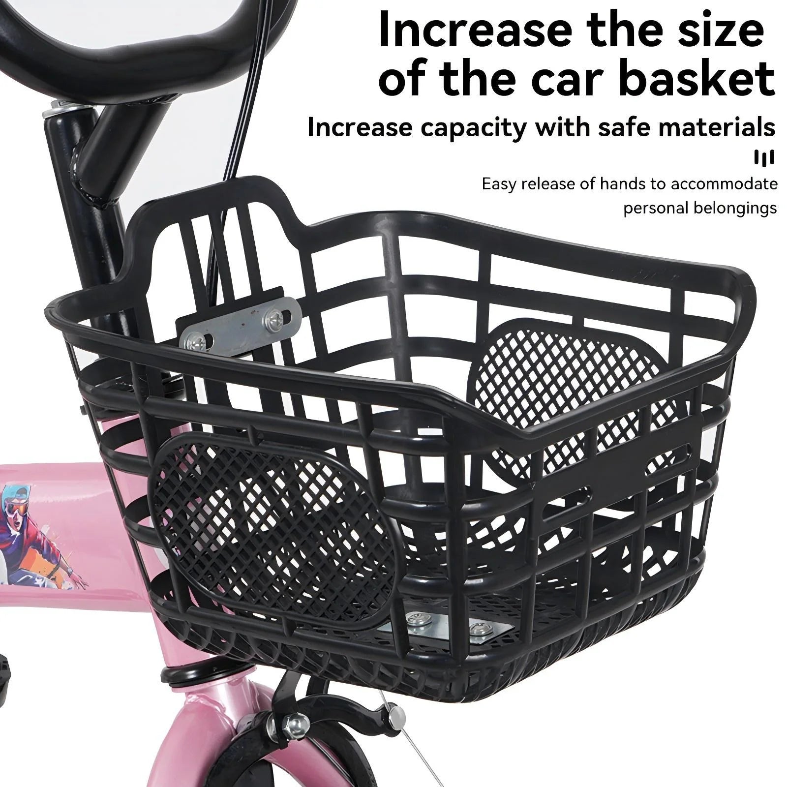 Baprem 18" Girls Bike for 5-9 Years Old Kids, Cute Kids Bike with Training Wheels, Steel Frame Sporty Children Bicycle, Pink