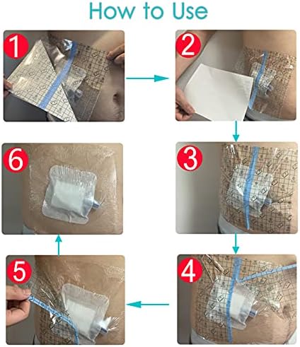 10" x 12" Ostomy Shower Cover Waterproof [Pack of 14], Ostomy Bag Shower Protector Stoma Shower Guard Colostomy Shower Shields for Women Men Showering, Non-Stick Central Pad
