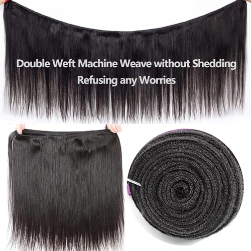 12A Human Hair Bundles 22 24 26 Inch Straight Bundles Human Hair 100% Unprocessed Brazilian Virgin Weave 3 Bundles Deals Thick & Tangle Free…
