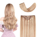 12" Clip in Hair Extensions Remy Human Hair for Women - Silky Straight Human Hair Clip in Extensions 50grams 4pieces #18-613 Color