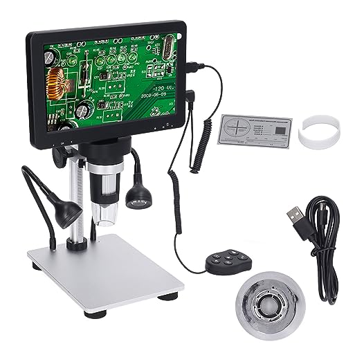 1080P Digital Jewelry Microscope - 7 Inch FHD LCD Display, 2000x Magnification Zoom, Soldering Microscope for Biological Observation and Watch Repair, 12MP Camera, LED Lights