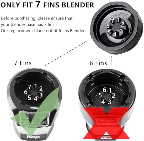 (2 Pack) 7 Fins Extractor Blade Assembly For Ninja Blender Blade Replacement, Blender Replacement Parts Compatible with Ninja Blenders Auto iQ BN401 BN751 BN801 BL450_30 BL642 BL682 NN102