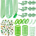 140PCS St Patricks Day Accessories, St. Patrick's Day Glasses Bracelets Tattoos Beads, Irish Glasses Bracelets Tattoos Beads Stuff Bulk, Shamrock Saint Patricks Parade Throw Party Favor Decorations