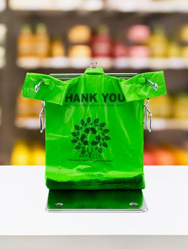 100 Count Recyclable Compostable 100% Biodegradable T-Shirt Bags | Eco-Friendly Grocery Shopping Bags | 11.5" x 6.25" x 21" | 16 Mic