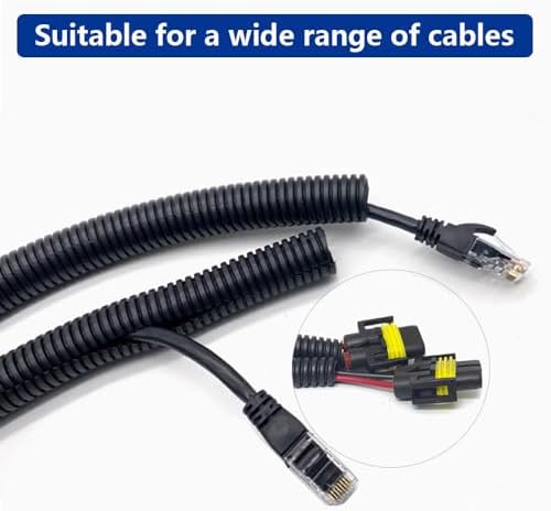 10 FT 1inch Split Wire Loom Tubing Wire Conduit,Flexible Wire Covers Cord Protectors,Cord Protectors from Pets,Black (1"-10ft)