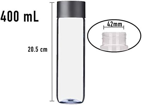 12-Pack Bulk Empty Plastic Reusable Juice /Water Bottles to work great as Smoothie Bottles with Black Lids Great for Sensory Crafts and Calming Bottles 400ml
