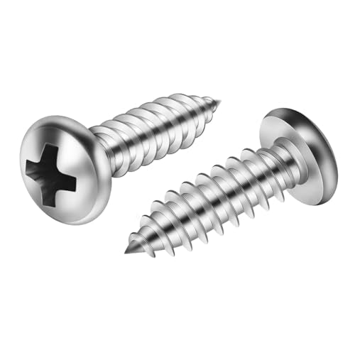#10 x 3/4" Pan Head Self Tapping Screw, Pan Head Sheet Metal Screws Wood Screws, Stainless Steel 304 (18-8), 100 Pack