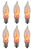 (6) Flicker Flame Mini Light Bulbs Candelabra Base C7 3" Length Clear