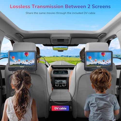 10.1'' Portable Blu Ray Player for Car with Rechargeable Battery, Dual Screen Blu Ray DVD Player Support 1080P Video, Dolby Audio, HDMI Out, Sync Screen, Last Memory, Region Free, USB/SD
