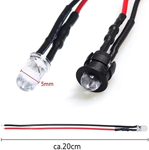 12 Volt 5Mm Pre Wired Led Light Emitting Diodes,Micro Led Lights Diodes for Model Assortment Kit,12V Mini Single Led Bulbs(Red*10,Green*10,Orange*10,Blue*10,White*10)