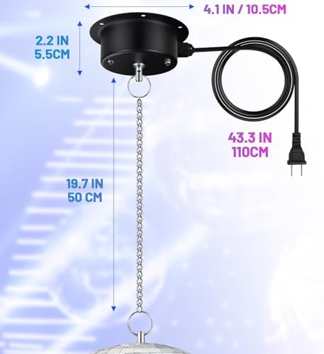 1 RPM Slow Speed Disco Ball Motor Heavy Duty Mirror Ball Electric Motor Rotator Supports 4'' - 12'' Balls for Dj Party Light Home Bands, Christmas Party