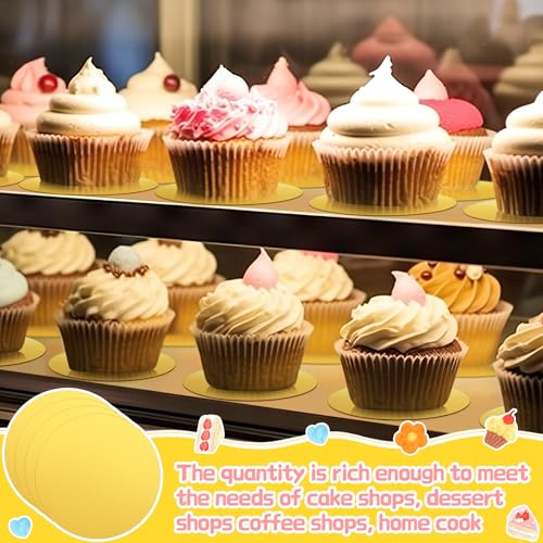 100 Pcs 5 Inch Round Cake Board Circle Cake Base Grease Proof Pastry Cardboard Plate for Baking(Black and Gold)