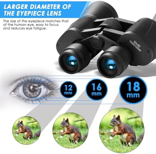 10x50 High Powered Binoculars for Adults, Professional Binoculars with Clear Vision, BAK4 Prism, FMC Lens, Waterproof Binoculars with Carrying Bag for Bird Watching Hunting Football Games