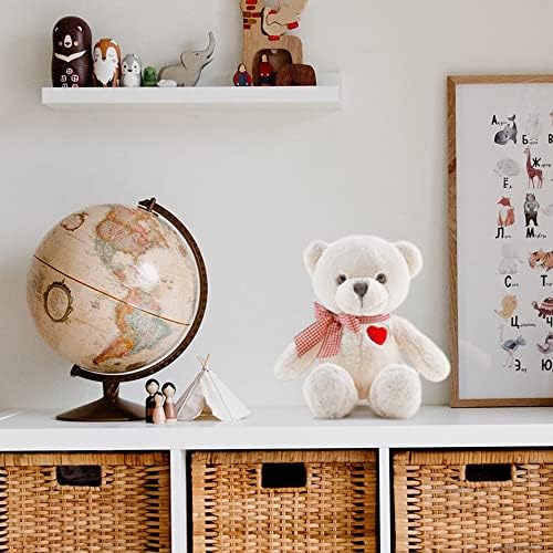 11.4” Small Teddy Bear with Heart Cute White Teddy Bear Stuffed Animals for Valentines Day Soft Stuffed Bear Plush Bear Plushie Toys Gifts for Girlfriend Boyfriend Kid