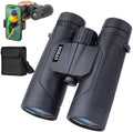 10x42 High Powered Compact Binoculars for Adults Kids - Low Light Night Vision Binoculars, Bird Watching Hunting Travel with Phone Adapter, 3-Second Rapid and Accurate Focusing, Waterproof & Anti-Fog