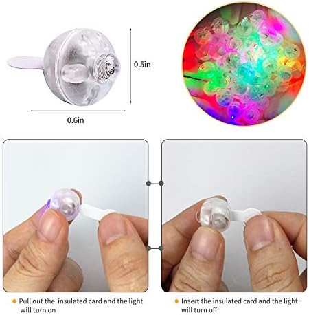100 Pcs Multicolor LED Balloon Light, Rainbow Colored Round Led Flash Mini Ball Light for Paper Lantern Balloon, Indoor Outdoor Party Event Fun Birthday Party Wedding Halloween Christmas Decorations