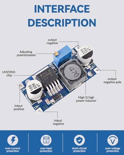 10 Pack LM2596 LM2596S Adjustable Voltage Regulator Step Down Variable Volt Regulator Input 3.0-40V Output 1.5-35V DC-DC Buck Converter Electronic Voltage Stabilizer Power Supply Module