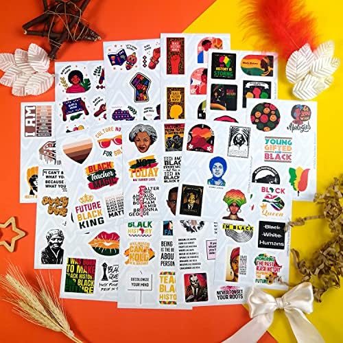 100Pcs Black History Stickers for Kids & Adults - Black History Month Stickers Bulk, African American Stickers, Black History Gifts, Black History Month Gifts, Black History Decorations Laptop Decals