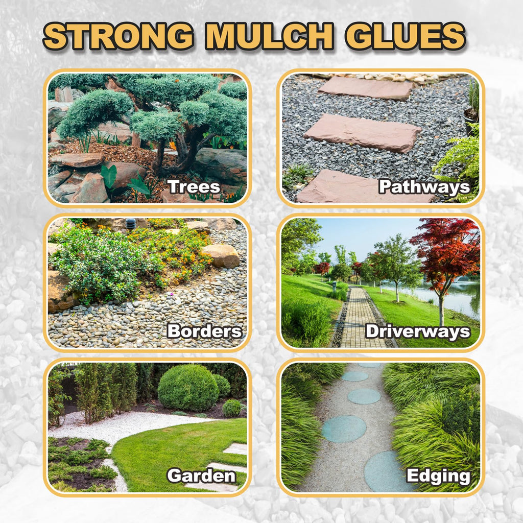 1 Gallon Quick Dry Mulch Gravel Binder Glue, Clear Mulch Glue, Strong Mulch Glue, Mulch Lock and Pea Gravel Stabilizer, Non-Toxic Mulch Glue, Mulch Rock Glue for Landscaping Pea Gravel & Bark