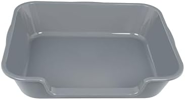 1 Pack of Extra Large Cat Litter Box (ABS Material), Low Entry Senior Litter Pen for Geriatric Kitty Big Cats, Jumbo Pet Safe Litter Boxes Tray for Indoor Pets Potty (Gray, 24" L x 20" W)