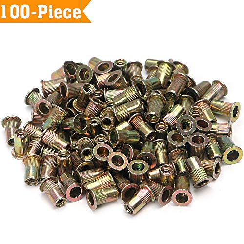 100pcs Carbon Steel SAE 3/8-16 Rivet Nuts Threaded Rivet Insert Nutsert Rivnuts Kit 3/8-16UNC