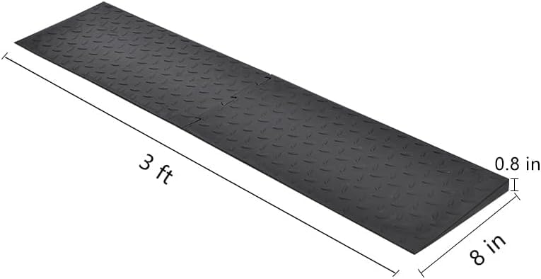 0.8" Rise Rubber Threshold Ramp for Doorways,Non-Slip Surface for Wheelchair Scooter Stroller,1500 LBS Capacity,Cuttable and Adjustable Size