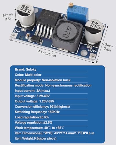 10 Pack LM2596 LM2596S Adjustable Voltage Regulator Step Down Variable Volt Regulator Input 3.0-40V Output 1.5-35V DC-DC Buck Converter Electronic Voltage Stabilizer Power Supply Module