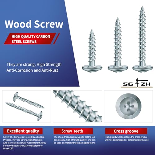 #8 x 1/2" Wood Screw 250Pcs Alloy Steel Standard Thread Truss Head Fast Self Tapping by SG TZH