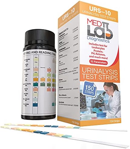 10 Parameter Urine Test Strips for Urinalysis(150 Cnt) in Sealed Pouches. Tests for Ketosis, pH, Protein, UTI, Kidney and Liver Function