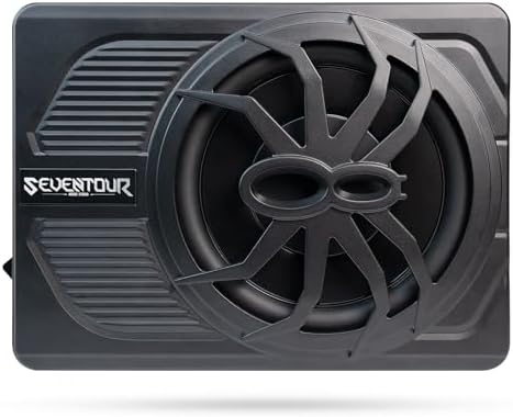 10" Upgrade 800W Slim Under Seat Powered Car Subwoofer, Car/Truck Audio Sub Built in Amplifier amp Combo Package, with Blue LED Light (Subwoofer+Installation Wire Kit)