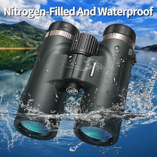 10x42 HD Binoculars - BaK-4 Prisms, Large Viewing Angle Binoculars, Clearly Visible in Low Illumination, Outdoor Essentials for Professional Bird Watching Hiking Hunting, greener