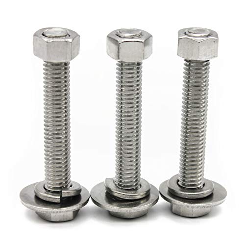 (10 Sets) 1/4-20x1-3/4" Stainless Steel Hex Head Screws Bolts, Nuts, Flat & Lock Washers, 18-8 (304) S/S, Fully Threaded by Bolt Fullerkreg