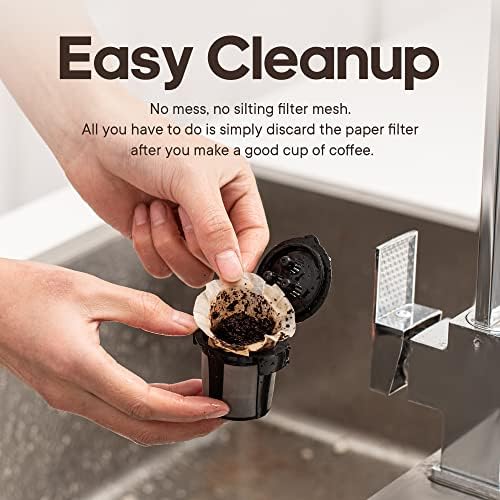 100 Disposable Coffee Filters - Keurig Paper Filters for K Cup - Fits Keurig Brewers, K Supreme, K Slim and Ninja Reusable K-Cup Coffee Pods - Single Serve Filter, Sediment-Free, White