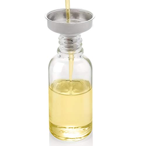 12 Pack, 2 oz Glass Eye Dropper Bottles w/ 3 Stainless Steel Funnels & 1 Long Pipette Dropper & 24 Labels - 60ml Clear Tincture Bottles for Essential Oils, Liquids - Leakproof Travel Essential Bottles