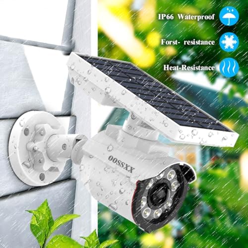 (Wire Free Solar Motion Light) Motion Sensor Solar Powered Outdoor Wireless Fake Camera Brightest Floodlights Spot Lighting Spotlight Home Security LED Lights Defiant Activated Detector