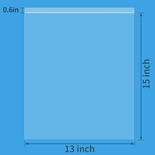 13" X 15" (30 Count) 2 Mil Clear Plastic Shirt Bags, Reclosable Large Poly Bags with Lock Seal Zipper for Travel, Storage, Packaging, Shipping