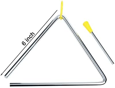 10 Pcs Musical Triangle Instrument, 6 Inch Steel Music Percussion Triangle for Kids Adults