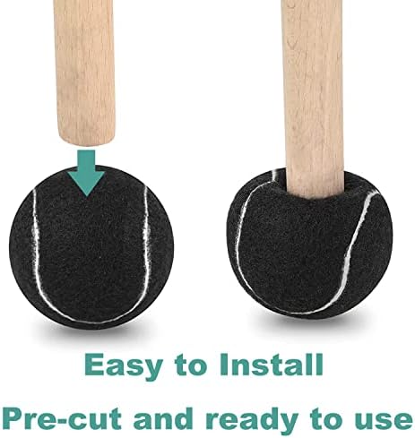 12PCS Precut Tennis Balls, Walker Glide Balls, Heavy Duty Long Lasting Felt Pads for Furniture Legs and Floor Protection