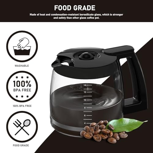 14-Cups Coffee Pot Replacement Carafe Compatible with Cuisinart Coffee Maker DCC-2200RC, DCC-2200, DCC-3200, DCC-3200P1, DCC-3200FR, DCC-3200CPAMZ, DCC-2600, DCC-2800,DCC-1800FR, CBC-7400, CBC-7000PC