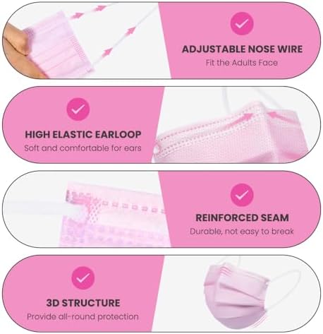 100 Pack Disposable Face Masks, 3 Ply Filter Protection Disposable Face Masks