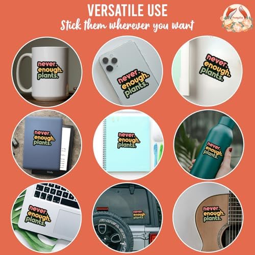 (3Pcs) Never Enough Plants Clear Sticker Gift for Gardener Botanical Plant Lover Decal Waterproof Vinyl Stickers Adult for Laptop Kindle Car Tumbler Water Bottle Mug Phone Notebook - Size 3”x2.2”