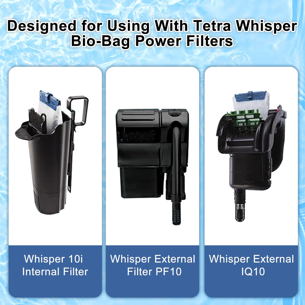 10 Pack Filter Cartridge for Tetra Whisper Bio-Bag Filters, Medium Replacement Filter Cartridges for Aquariums Compatible with Tetra Whisper Filters 10i / IQ10 / PF10 and 20 Gallons ReptoFilter