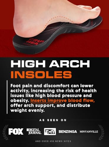 (Pro Grade) 220+ lbs Plantar Fasciitis High Arch Support Insoles Men Women - Orthotic Shoe Inserts for Arch Pain Relief - Boot Work Shoe Insole - Standing All Day Heavy Duty Support (L, Black)