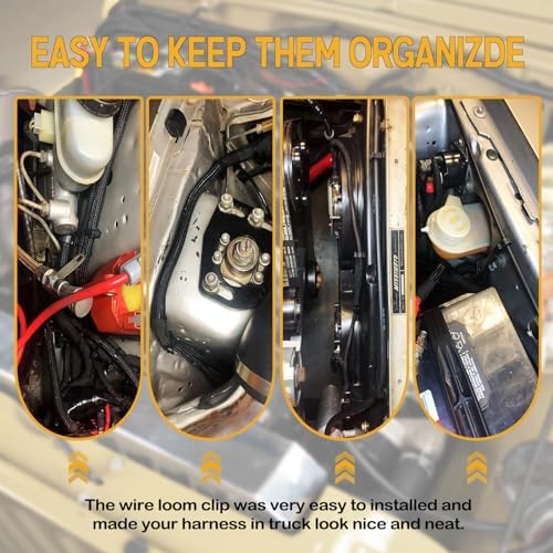 150pcs Push Mount Cable Zip Tie with Car Wire Loom Routing Clips, Universal Compatible with GM Ford Trucks Cars Sedan UTV Engine Bay Self Locking Straps