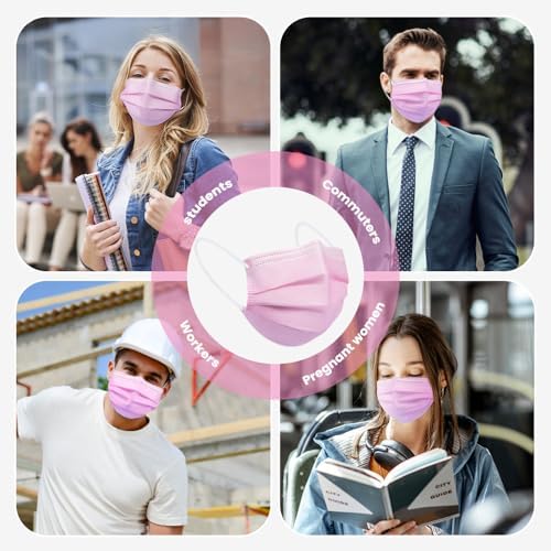 100 Pack Disposable Face Masks, 3 Ply Filter Protection Disposable Face Masks