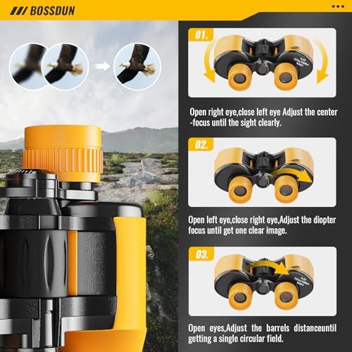 10x40 Binoculars for Adults - Compact High Powered HD Binoculars for Kids - Easy Focus and Low Light Vision of Waterproof Binoculars - Binoculars for Bird Watching Hunting Travel Cruise