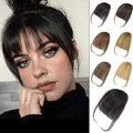 100% Human Hair Clip in Bangs,Women Air Thinning Curtain Flat Natural Black Bangs, Natural Curved Wispy Bangs,Real Human Hair Faux fake Bangs(Wispy Bangs,Natural Black)