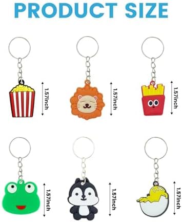 100pcs Cartoon Keychain for Kids Party Favors, Mini Cute Keyring for Classroom Prizes, Birthday Christmas Party Favors Gift, Goodie Bag Stuffers Supplies, 20 Colors